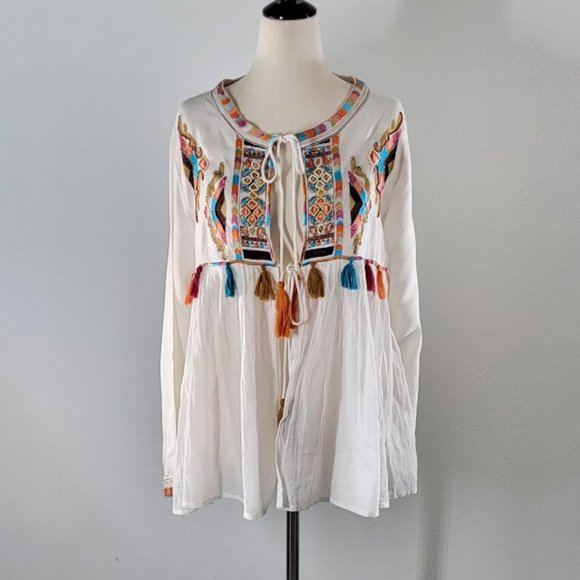 Anthropologie Jackets & Blazers - ANTHROPOLOGIE  RD + KoKo bohemian embroidered swingy jacket Sz L NEW